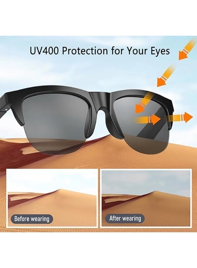 Smartbarry TY01 Wireless Bluetooth Smart Glasses – Open-Ear Audio Sunglasses with Built-in Speakers & Mic, Polarized UV Protection, Hands-Free Calling, Touch Control, Lightweight Smart Eyewear - Image 3